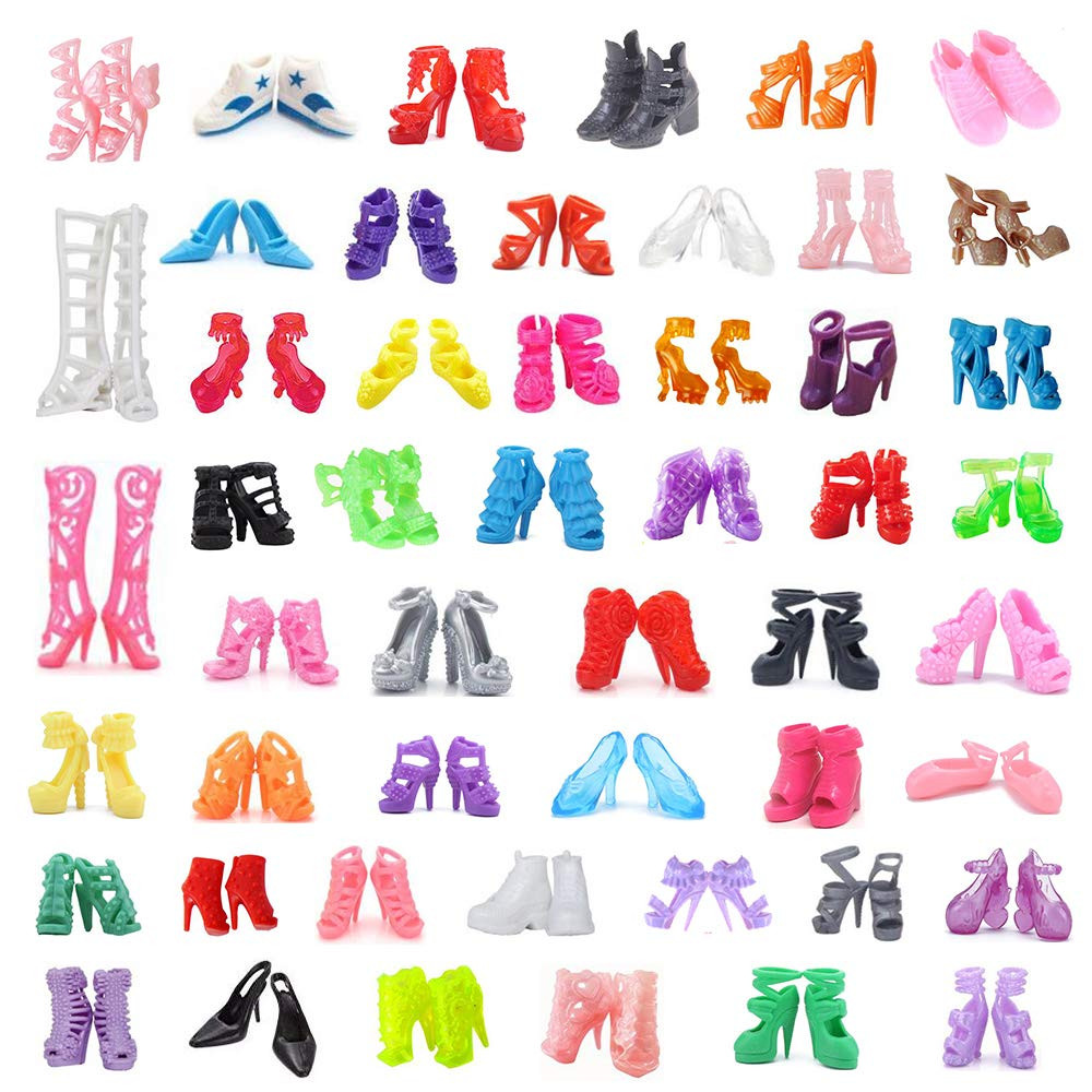 50Pairs Doll Shoes Replacement Different Assorted Colors Doll Flat Shoes High Heel Shoes Doll Boo... | Amazon (US)