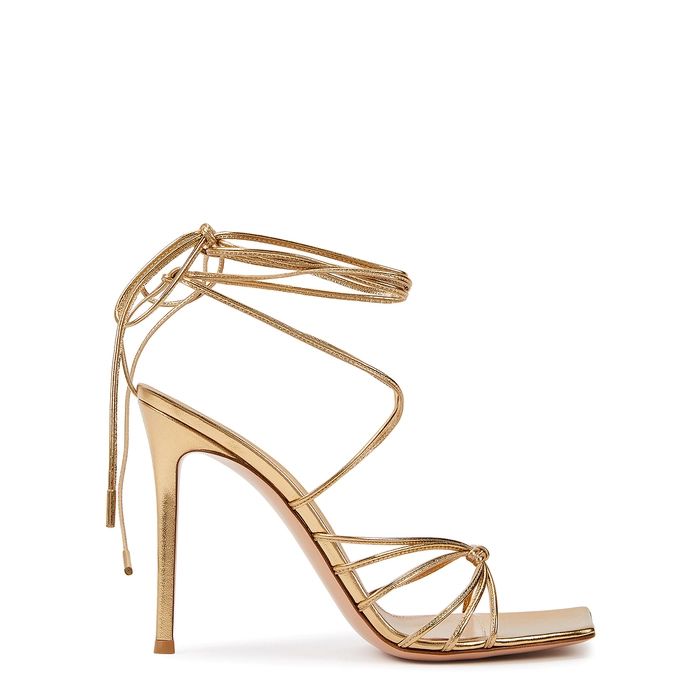 Gianvito Rossi Sylvie 105 Gold Leather Sandals | Harvey Nichols (Global)