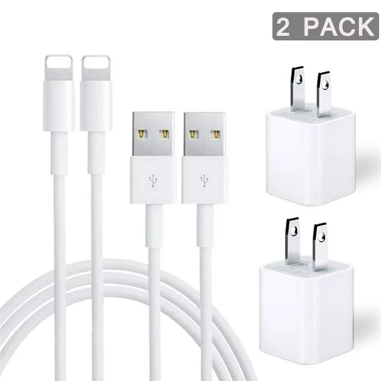 iPhone Charger 2-Pack Charging Cable and USB Wall Charger Power Adapter Plug Block Compatible iPh... | Walmart (US)