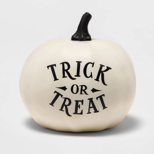 &#34;Trick or Treat&#34; Black/White Painted Pumpkin Halloween Decorative Sculpture - Hyde &#38; ... | Target