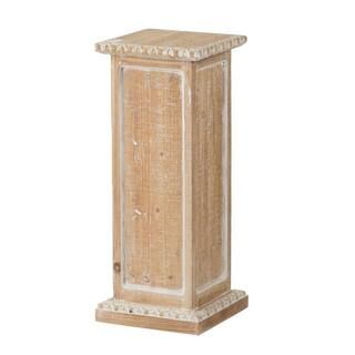 A & B Home 28.5 in. Natural, Washed White Pedestal Plant Stand 48351 | The Home Depot