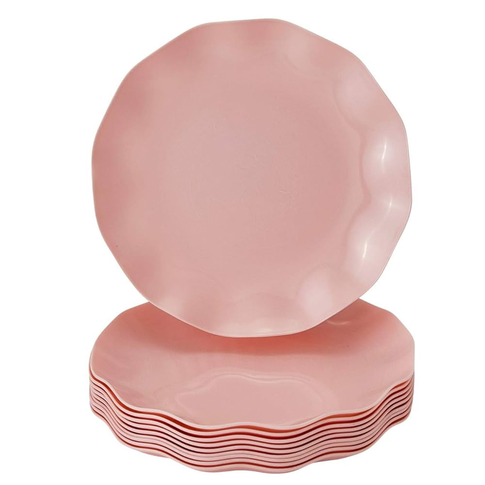 SILVER SPOONS Elegant Plastic Plates for Party with Scalloped Rim (10 PC), Disposable Heavy-Duty ... | Amazon (US)