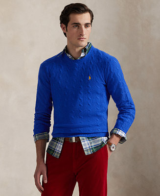 Men's Wool-Cashmere Cable-Knit Sweater | Macy's