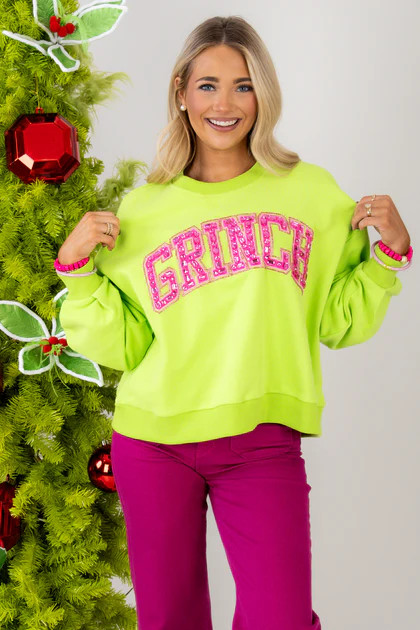 QOS x TWT Grinch Green Long Sleeve Sweatshirt | The Willow Tree