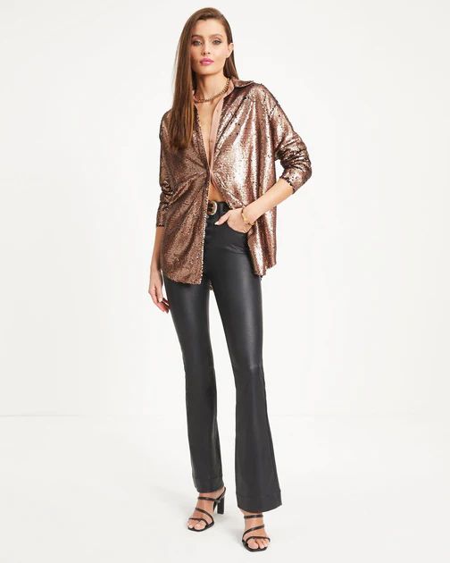 Dream Girl Sequin Button Down Top - Bronze | VICI Collection