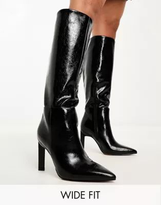 ASOS DESIGN Wide Fit Cancun knee high boots in black | ASOS (Global)