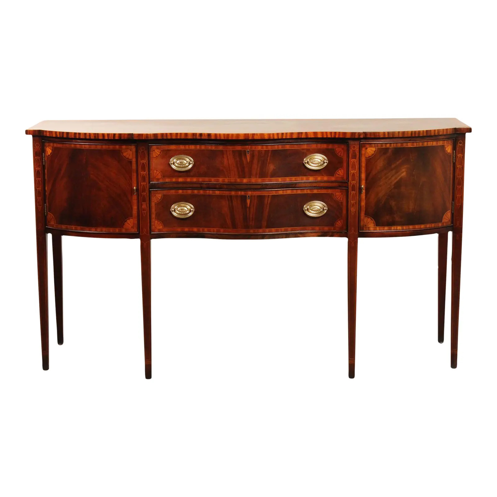 Wellington Hall Hepplewhite Style Inlaid Mahogany Sideboard | Chairish