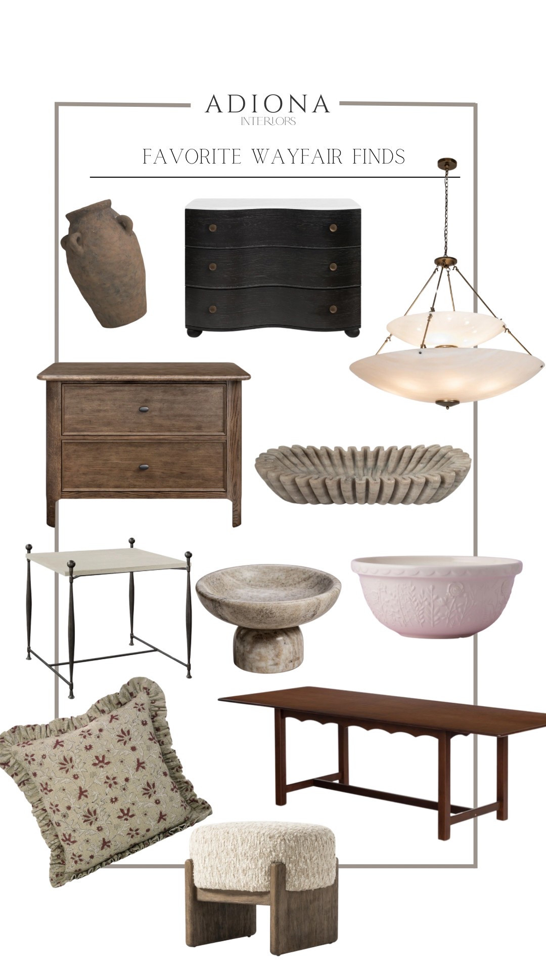 Favorite Wayfair finds 

Light pendant, dresser, nightstand, bedside table, decorative bowl, side table, end table, dining table, vase, throw pillow, ottoman 

#LTKHome #LTKSaleAlert #LTKSeasonal