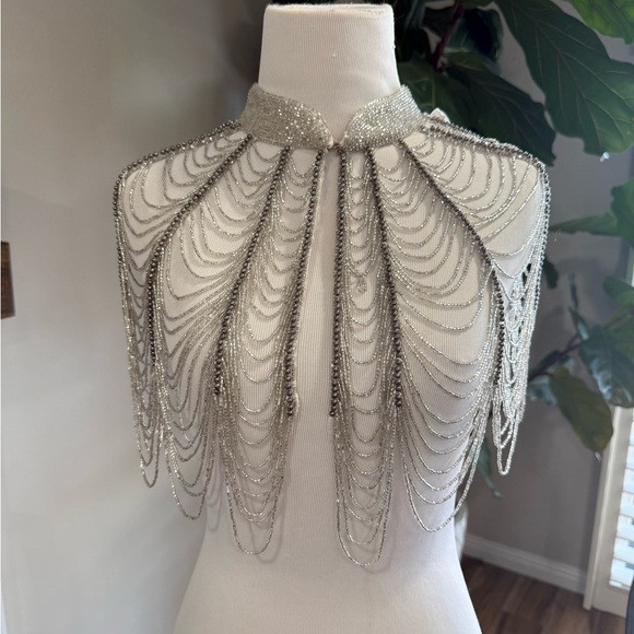 Nasty Gal Silver Beaded Fringe cape | Poshmark