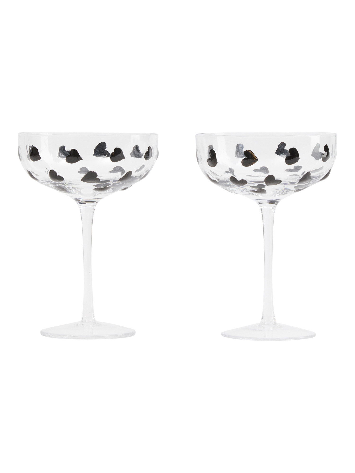 Set Of 2 Heart Embossed Coupe Glasses | TJ Maxx