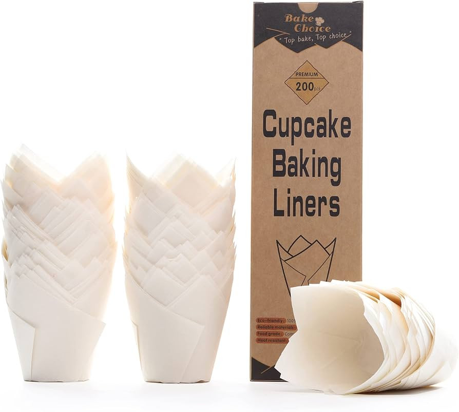 Nordic Paper 200pcs White Tulip Cupcake Liners for Baking Cups EU Parchment paper Tulip Muffin Li... | Amazon (US)