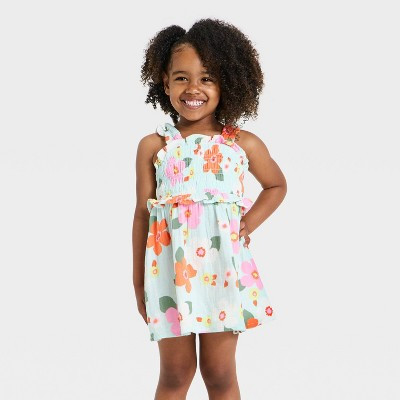 Toddler Girls' Floral Gauze Dress - Cat & Jack™ Green 18M | Target