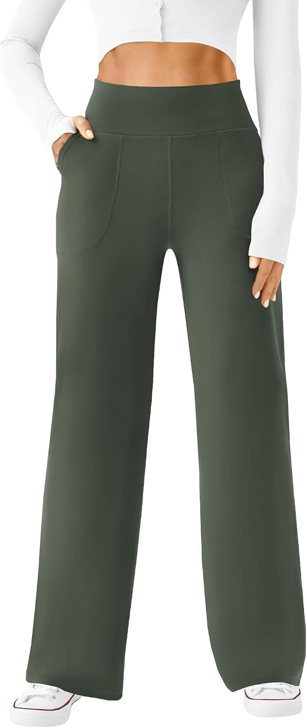DLOODA Womens Wide Leg Yoga Pants High Waist Casual Trousers with Pockets | Amazon (US)