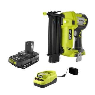 RYOBI ONE+ 18V Cordless AirStrike 18-Gauge Brad Nailer and 2.0 Ah Compact Battery and Charger Sta... | The Home Depot