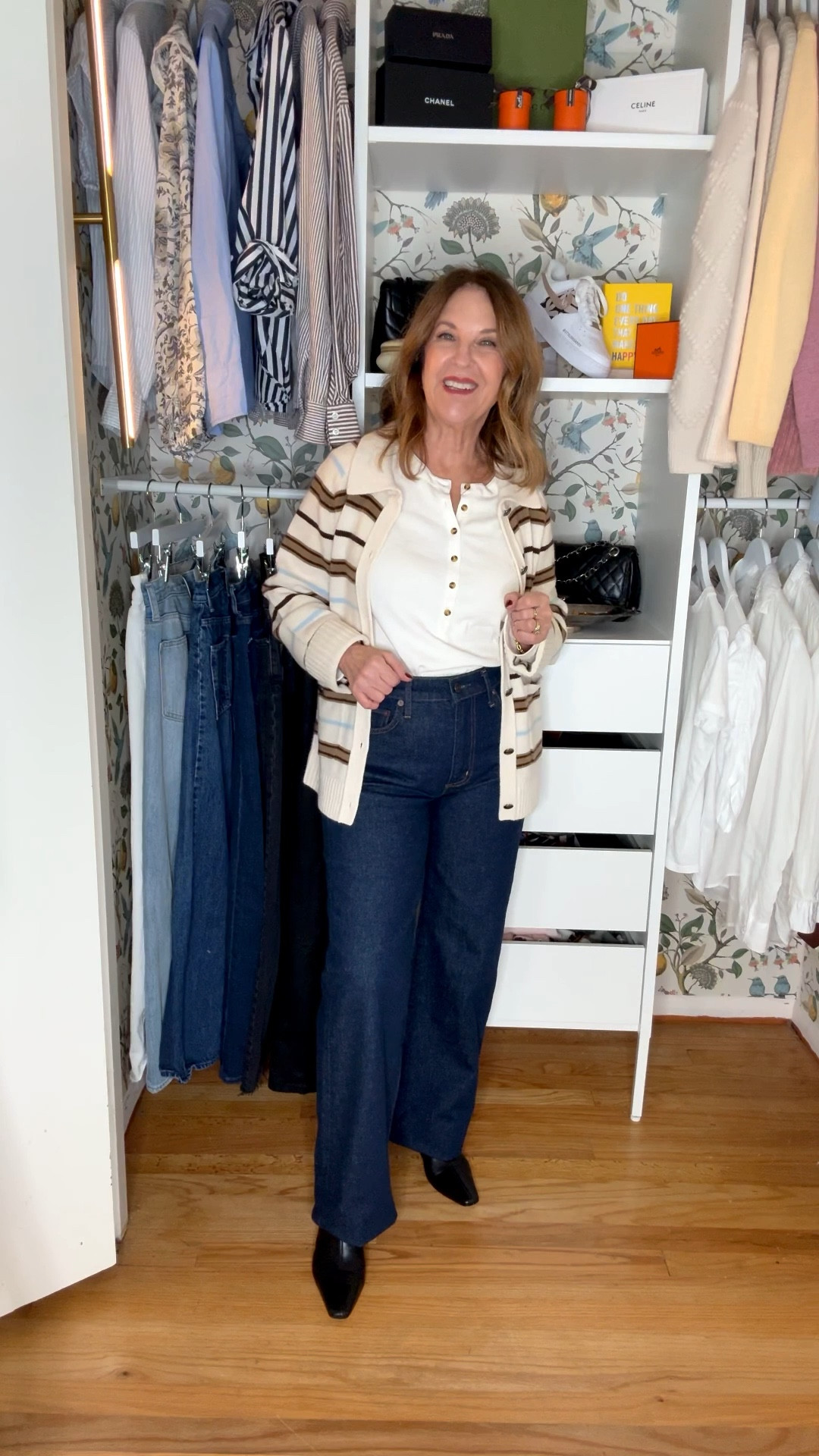 New Agolde Harper straight leg jeans. 
They have a slight stretch and fit tts. 

Rag & Bone cardigan fits tts.  I'm wearing a size XS. 

#LTKPetite #LTKOver40 #LTKSaleAlert