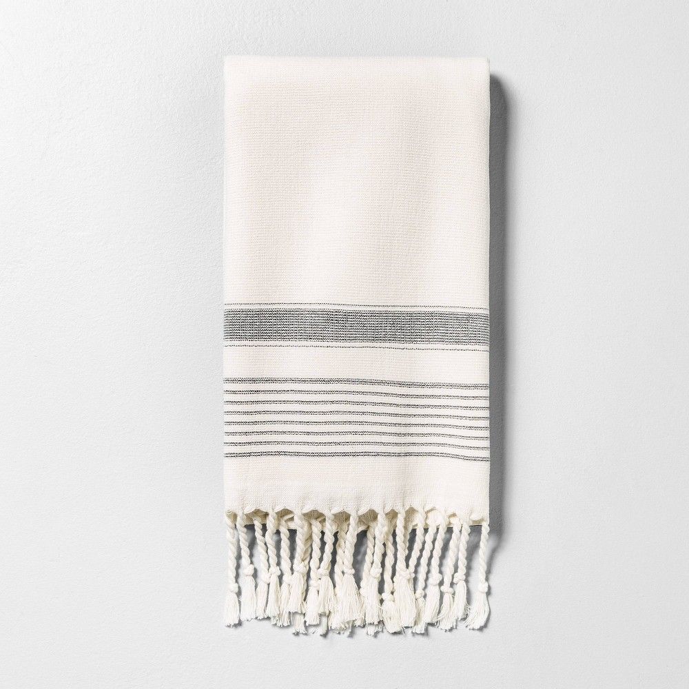 Hand Towel Striped Gray - Hearth & Hand with Magnolia, Black | Target