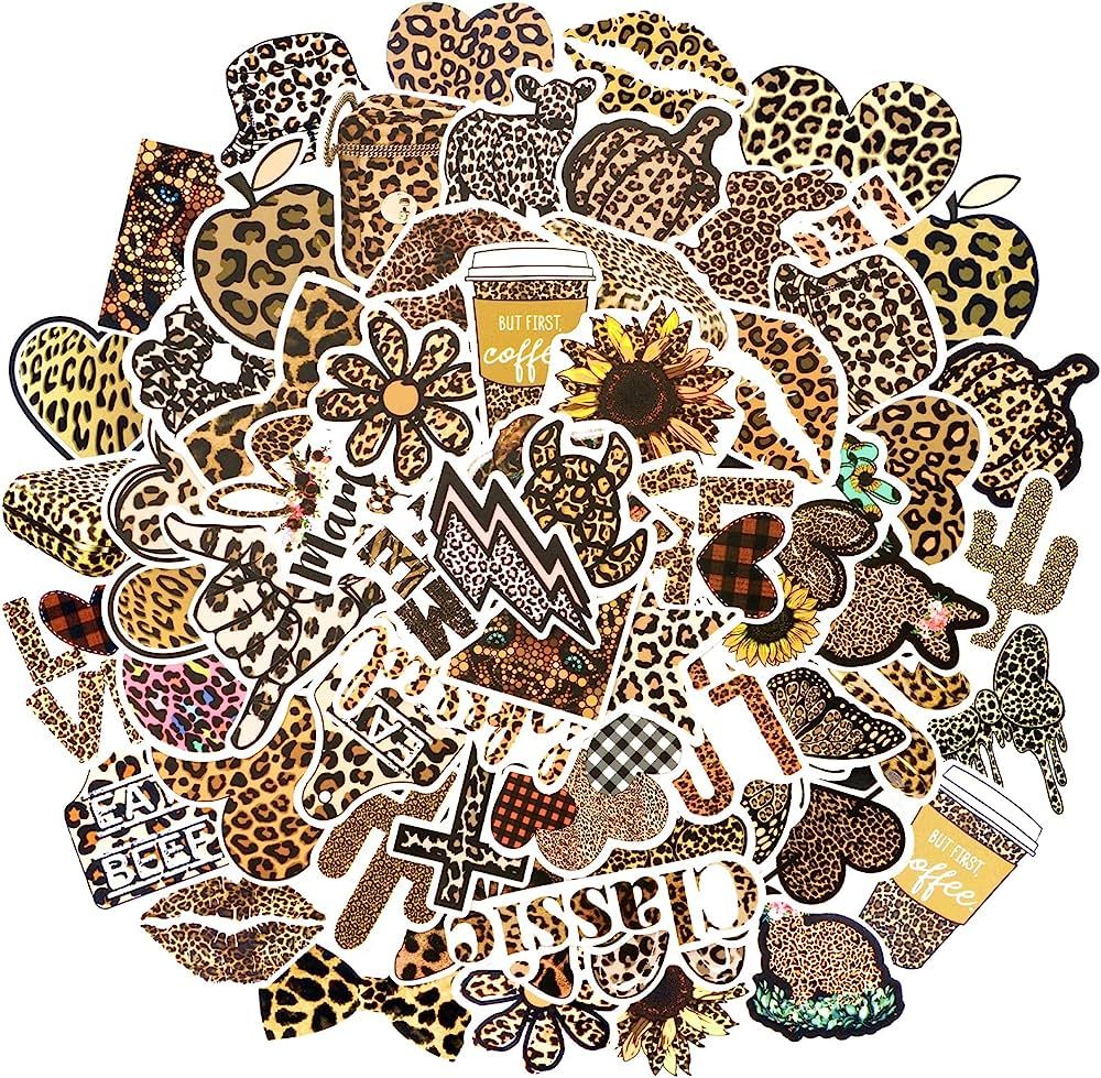 100 Pcs Leopard Print Stickers Pack Vinyl Waterproof Cheetah Print Stickers Aesthetic Leopard Dec... | Amazon (US)