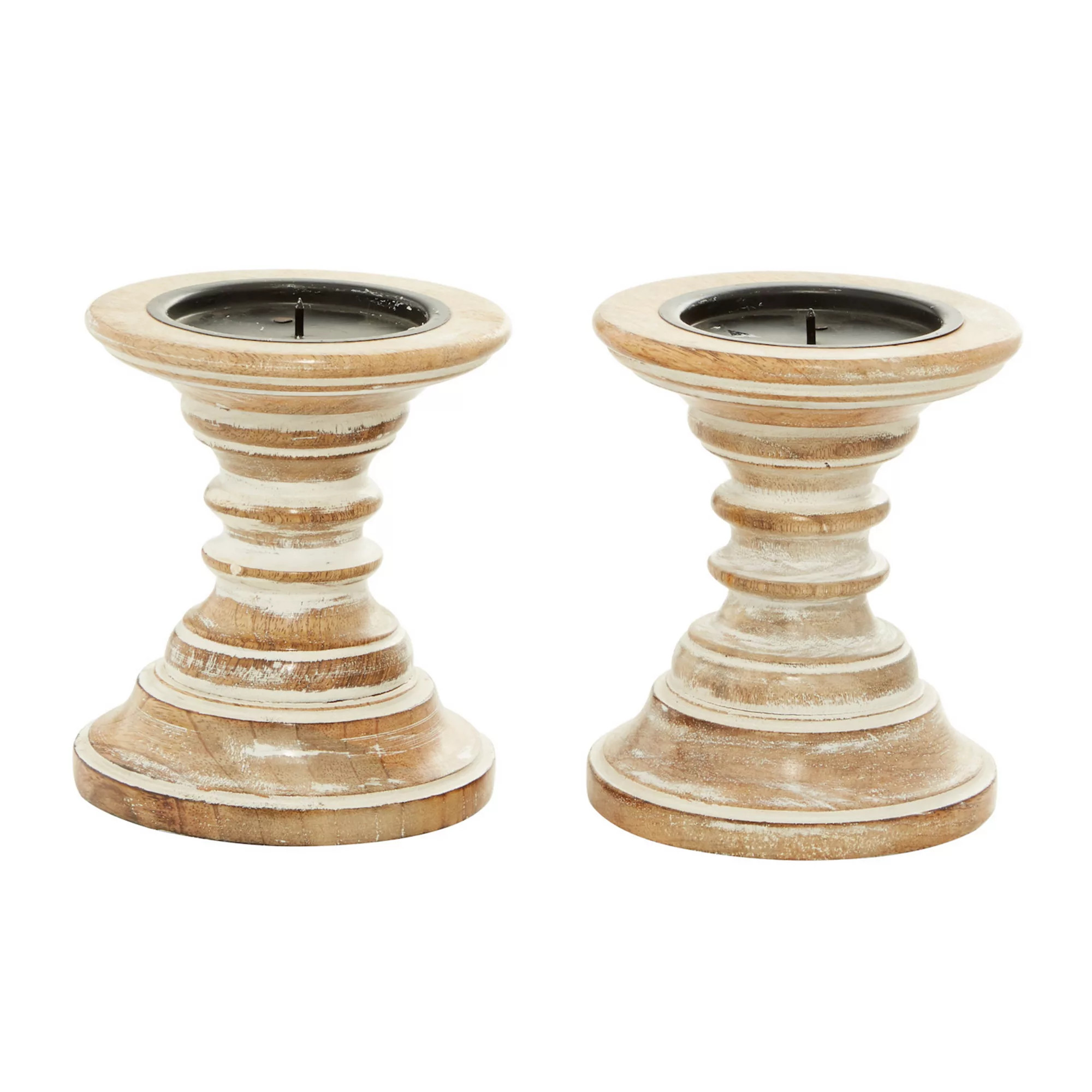 Stella & Eve Whitewash Candle Holder Table Decor 2-piece Set | Kohl's
