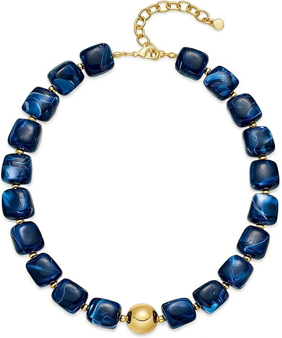 WOWORAMA Colorful Chunky Necklaces for Women Trendy Multicolor Large Square Resin Beads Necklace ... | Amazon (US)