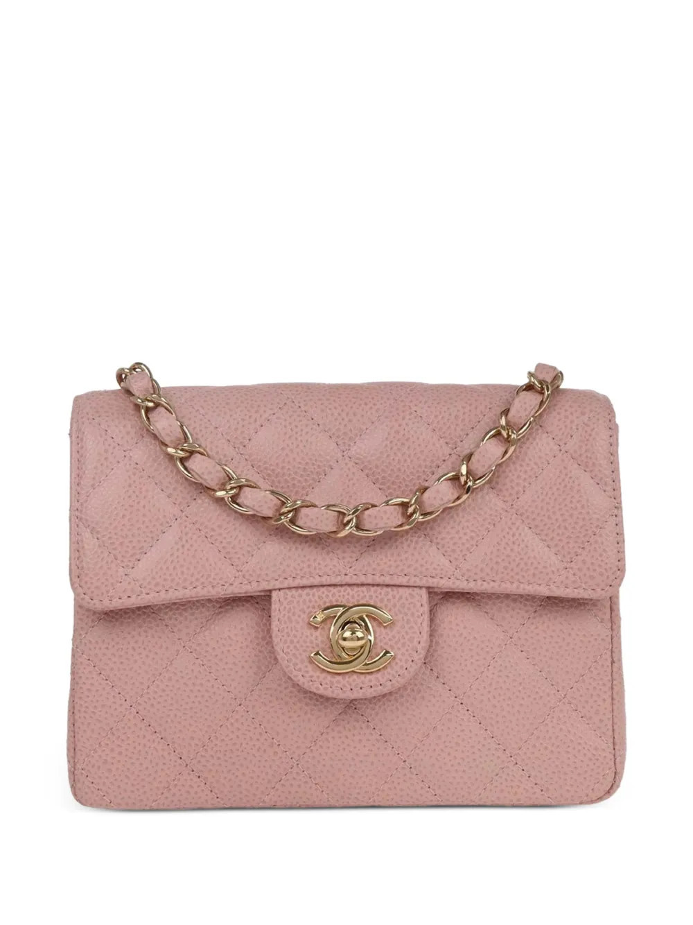CHANEL Pre-Owned 2003 mini Classic Square Flap CC turn-lock crossbody bag - Pink | Farfetch Global