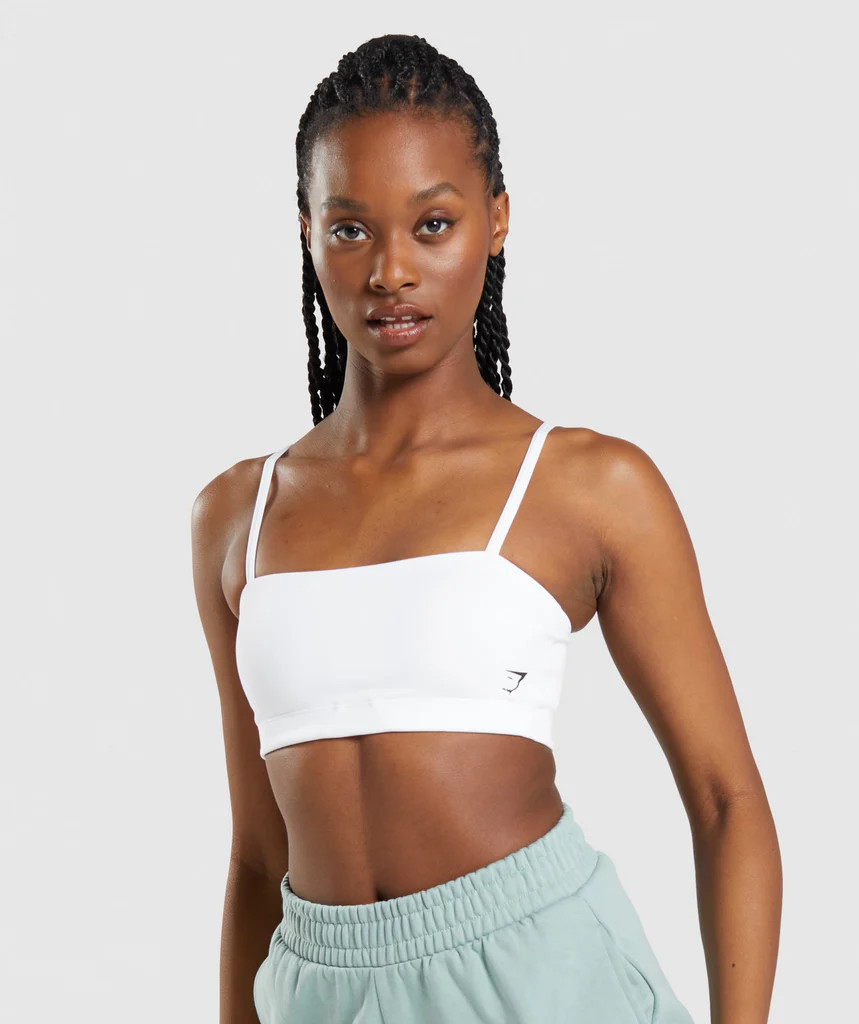 Gymshark Bandeau Sports Bra - White | Gymshark (Global)