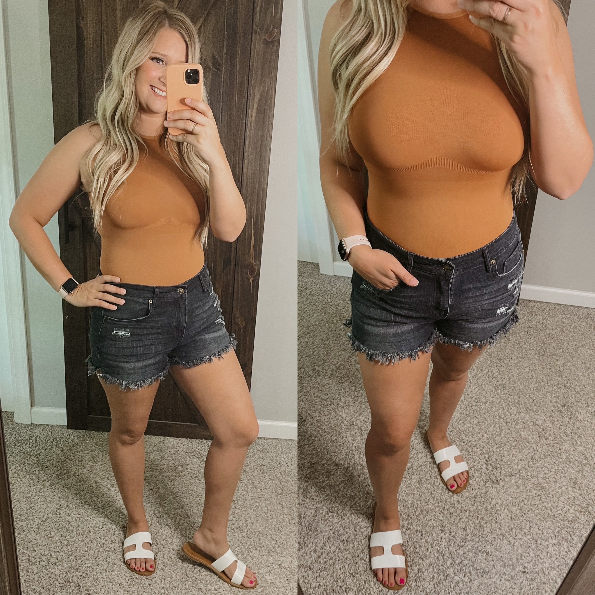 Tummy Control Bodysuit // Summer Outfit 🧡

Bodysuit: medium
Shorts: large
Sandals: TTS

Tummy Control | Amazon Bodysuit | Spring Outfit | Summer Fashion | White Sandals | Black Shorts | Casual Outfit 

#LTKunder50 #LTKstyletip #LTKfit