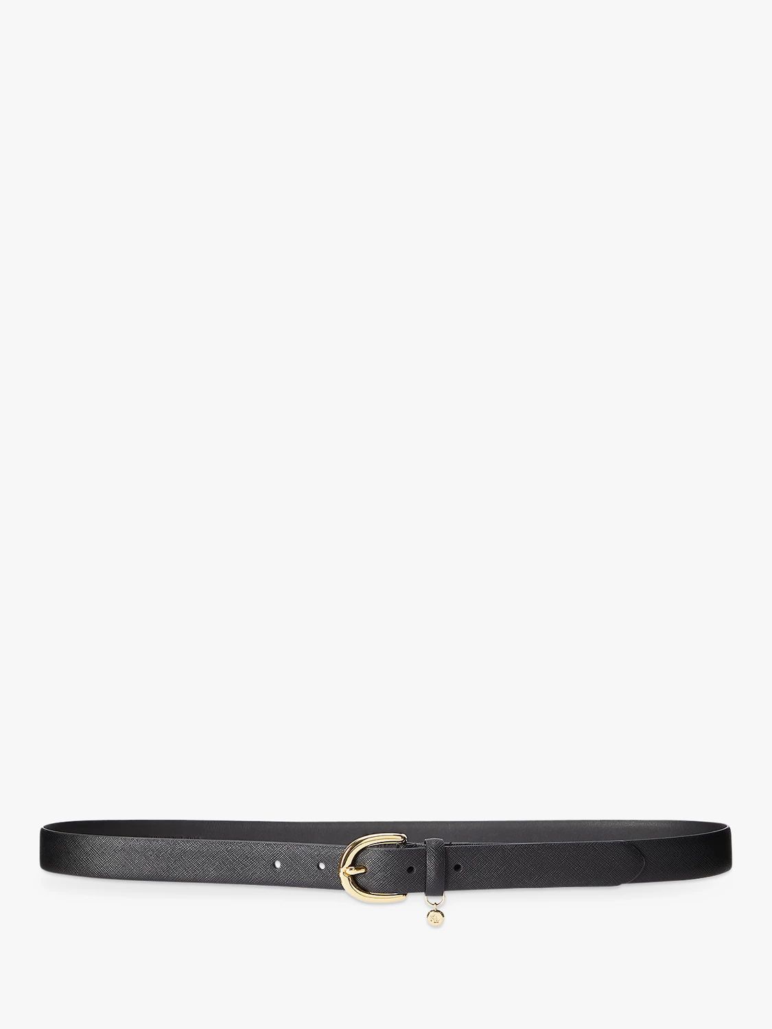 Lauren Ralph Lauren Cross Hatch Leather Belt, Black | John Lewis (UK)