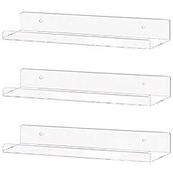 Weiai Clear Acrylic Shelf 15" Invisible Floating Wall Ledge Bookshelf, Kids Book Display Shelves ... | Amazon (US)