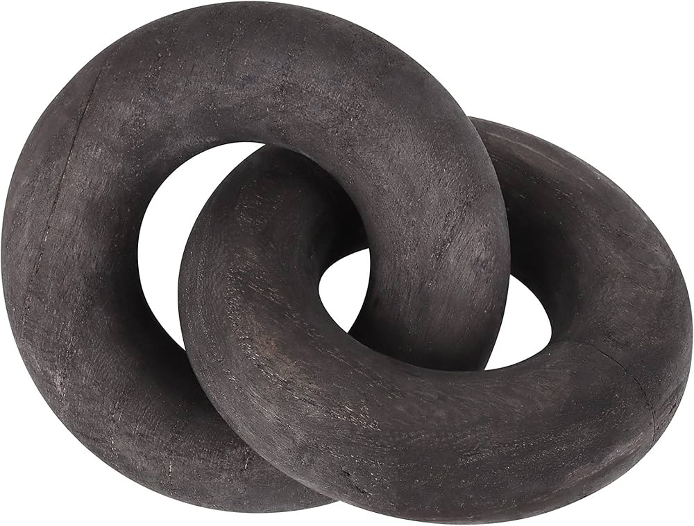 Black Wood Knot Décor 2-Link Chain Object | Modern Accent for Bookshelf Shelf Coffee Table | Woo... | Amazon (US)
