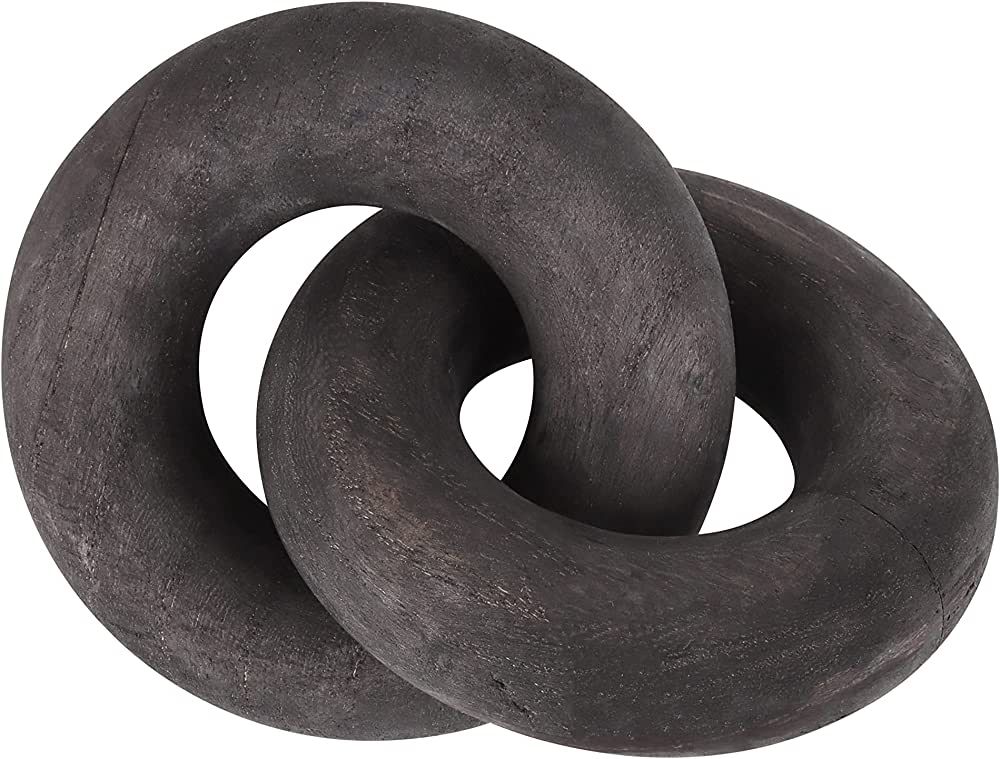 Black Wood Knot Décor 2-Link Chain Object | Modern Accent for Bookshelf Shelf Coffee Table | Woo... | Amazon (US)