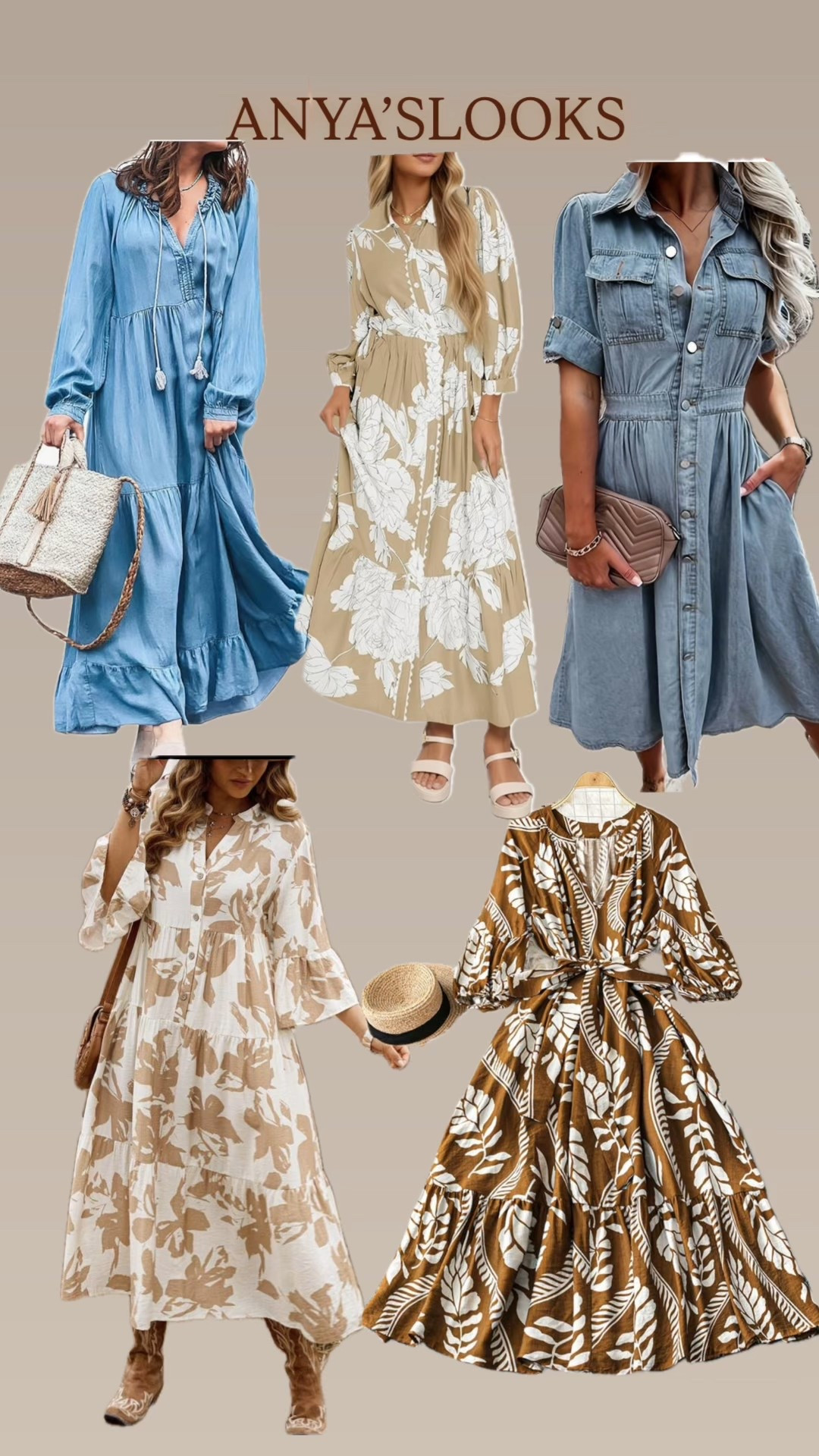 Beautiful, feminine dresses for fall! 
Perfect for family pictures!
Midsize dresses for women over 40.
Midsize fashion for women over 50
Dresses for women over 40
Maxi dresses. Denim dress 