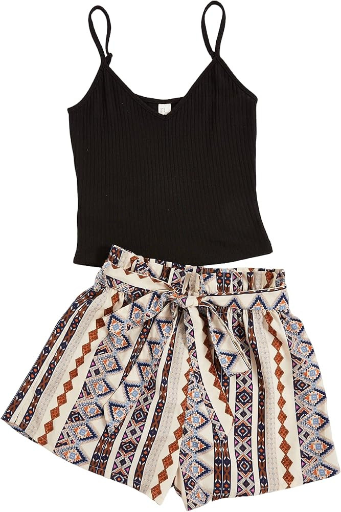 SOLY HUX Women's 2 Piece Outfits Summer Cami Top with Shorts Set | Amazon (US)