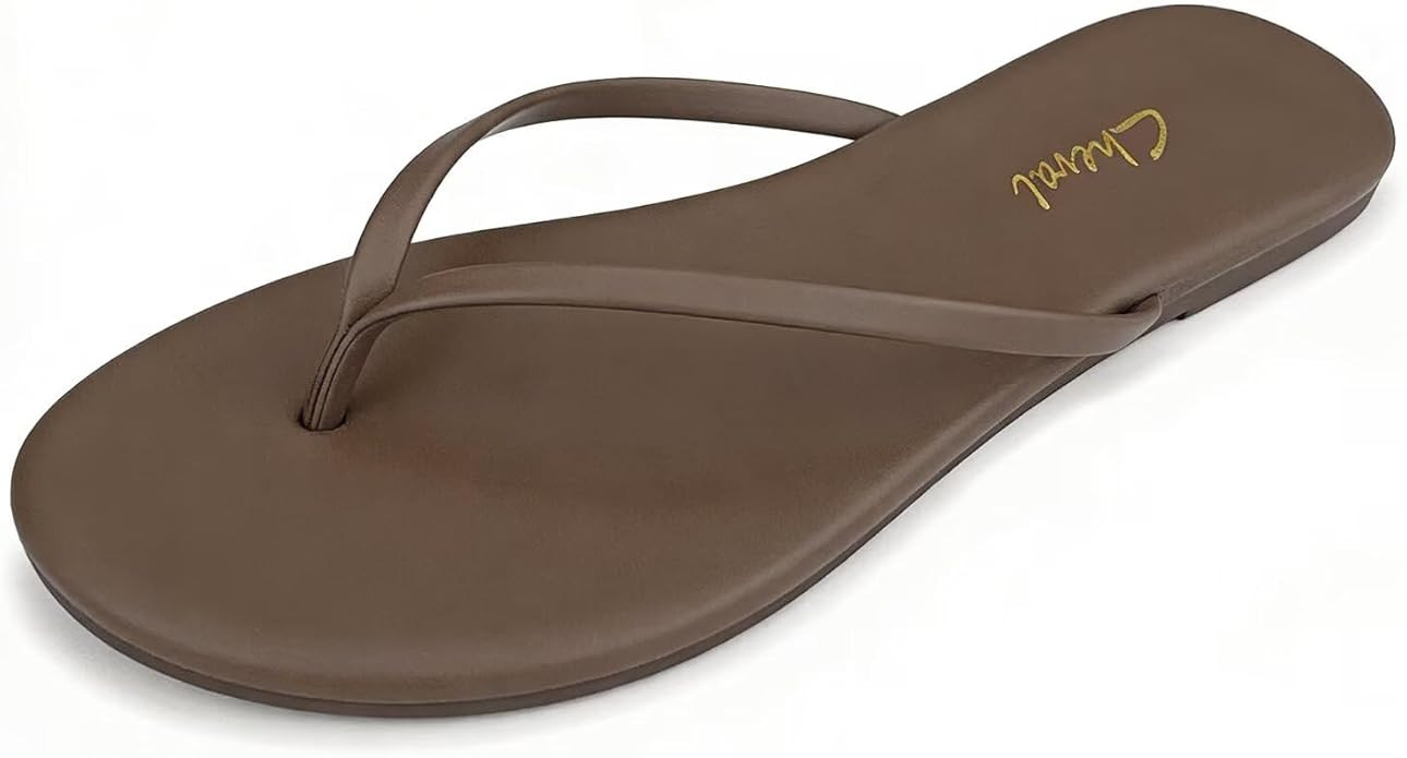 Flat Leather Flip Flops for Women Comfortable,Dressy Slip on Thong Sandals 2026 Summer Vacation E... | Amazon (US)