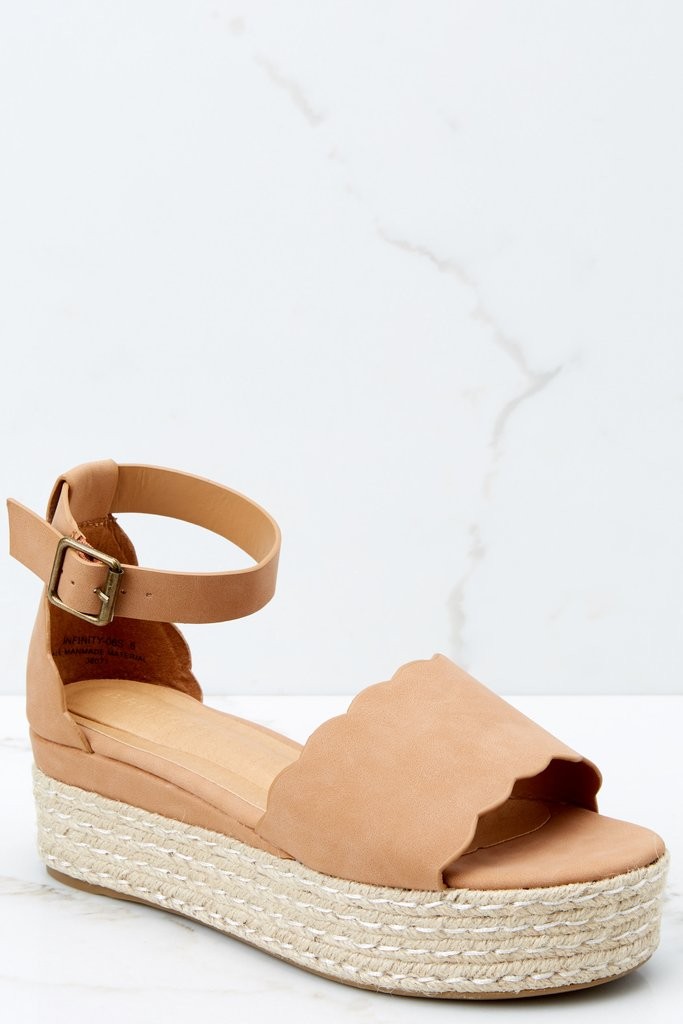 Whatever Whenever Tan Flatform Sandals | Red Dress 