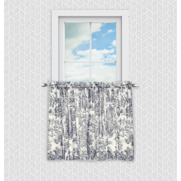 Amelie Toile Cotton Tailored 68'' Cafe Curtain (Set of 2) | Wayfair North America