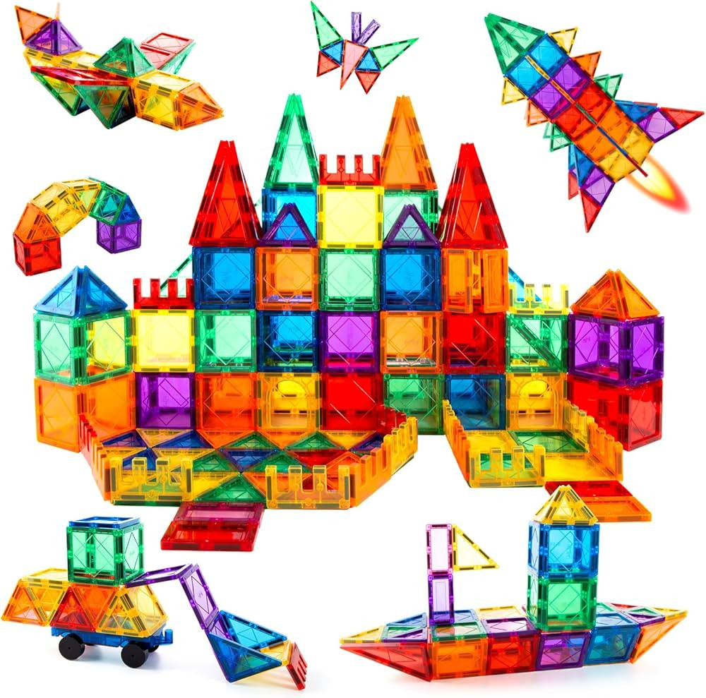 MagHub Magnetic Building Blocks 56PCS Kids Magnetic Tiles, Clear 3D Magnets for Kids Magnet Tiles... | Amazon (UK)