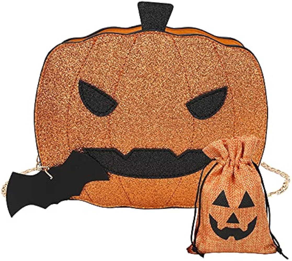 Pumpkin Crossbody Bags Novelty Devil Shoulder Chain Purse with Drawstring Bag for Women | Amazon (US)