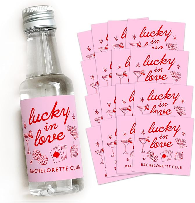 Lucky in Love Vegas Bachelorette Shot Labels, Handmade Mini Liquor Bottle Stickers for Casino The... | Amazon (US)