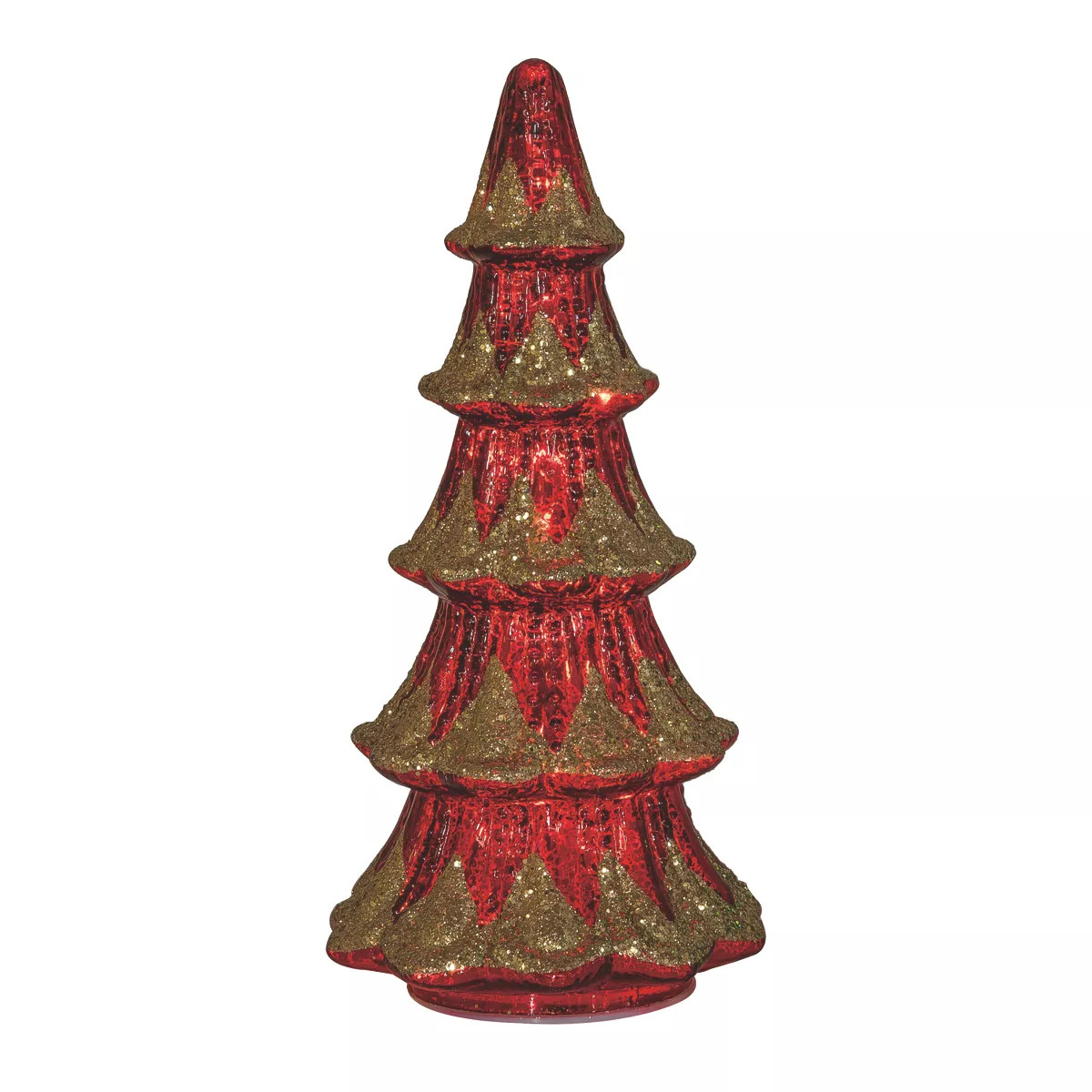 Transpac Glass 12 in. Red Christmas Light Up Antique Style Tree Decor | Target