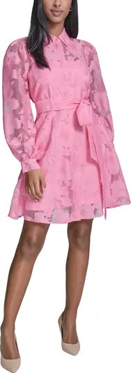 Long Sleeve Floral Organza Shirtdress | Nordstrom