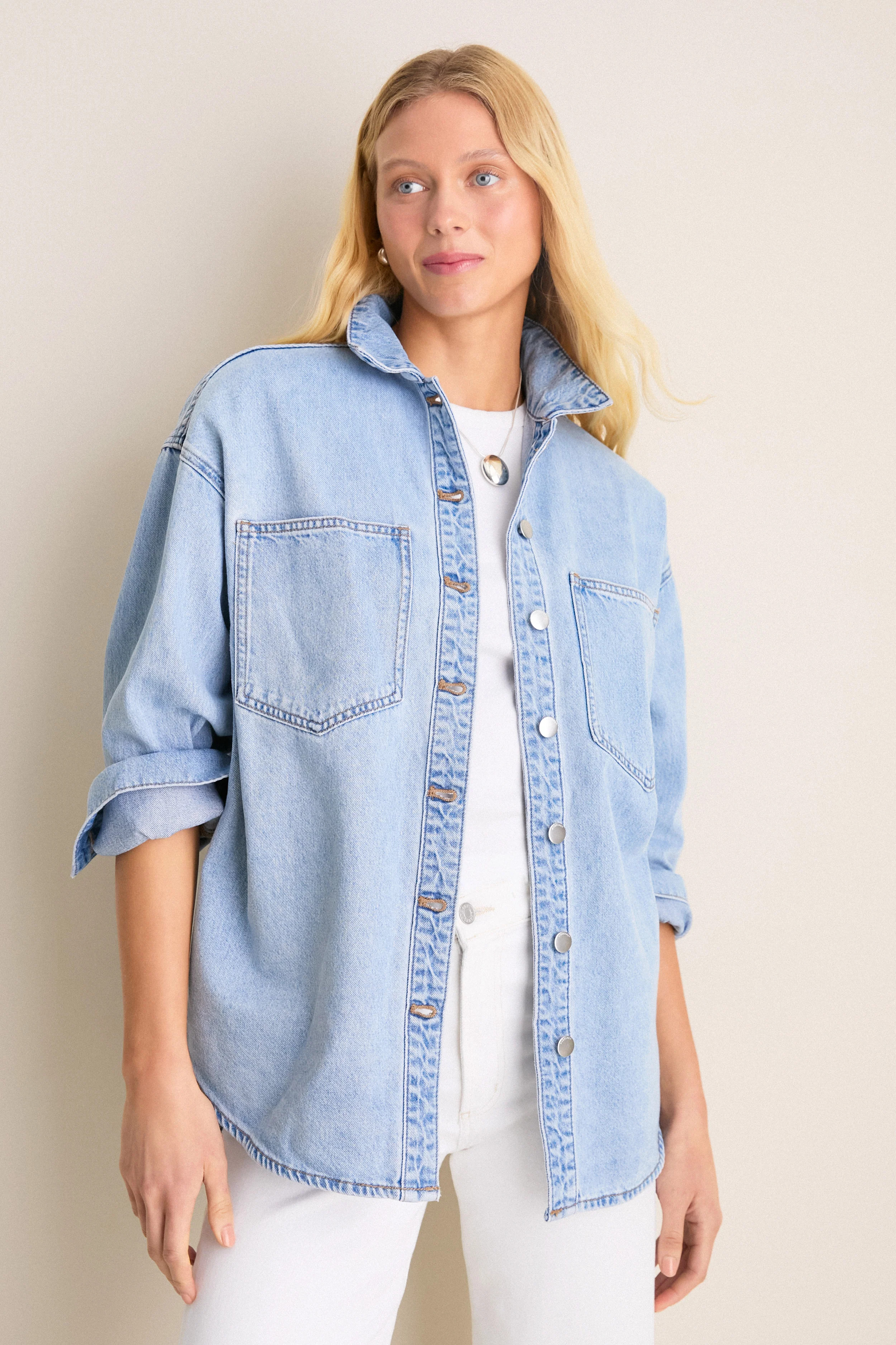 Soft Blue Organic Denim Overshirt | Tuckernuck (US)