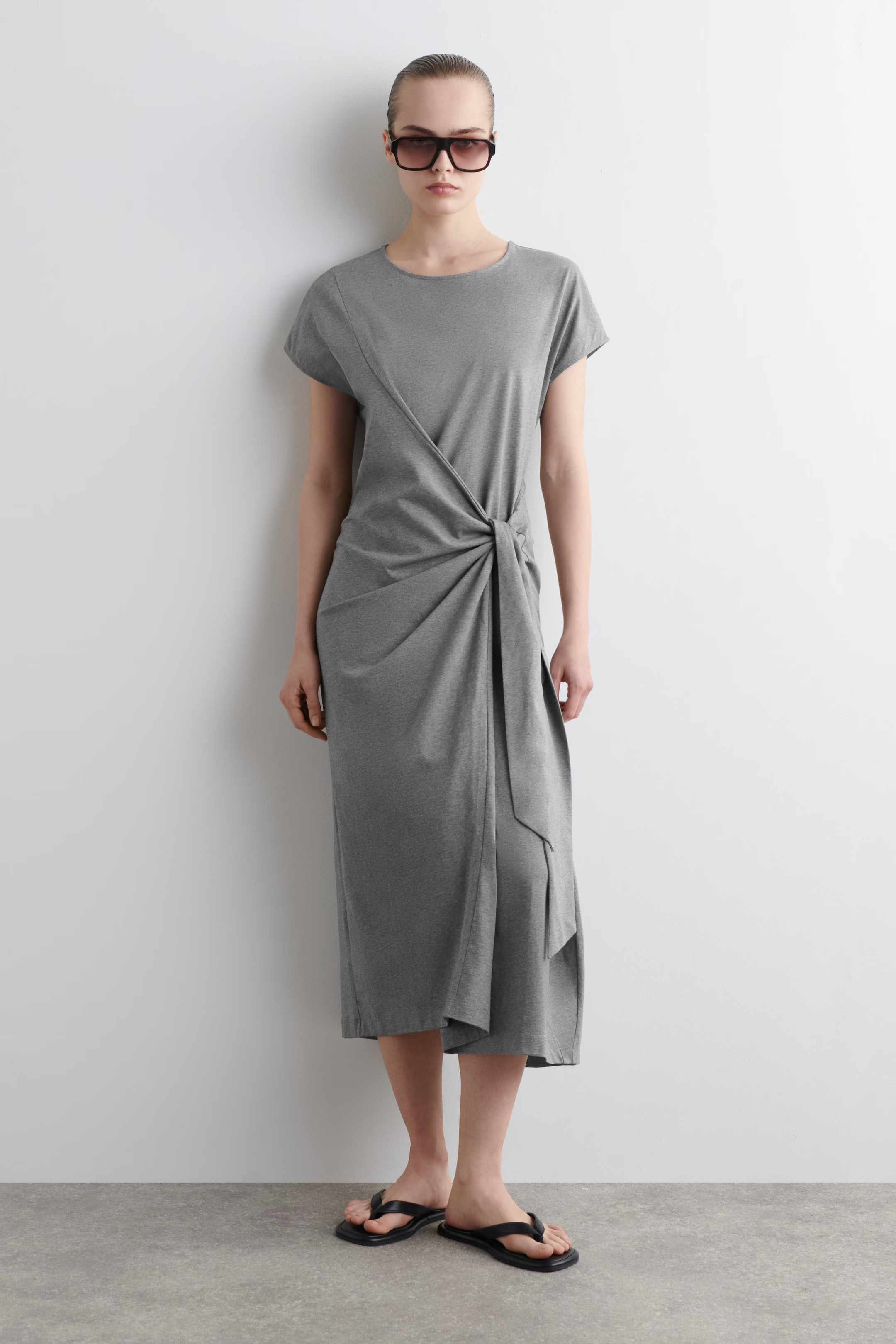 WRAP-FRONT T-SHIRT DRESS - GREY | COS | COS UK
