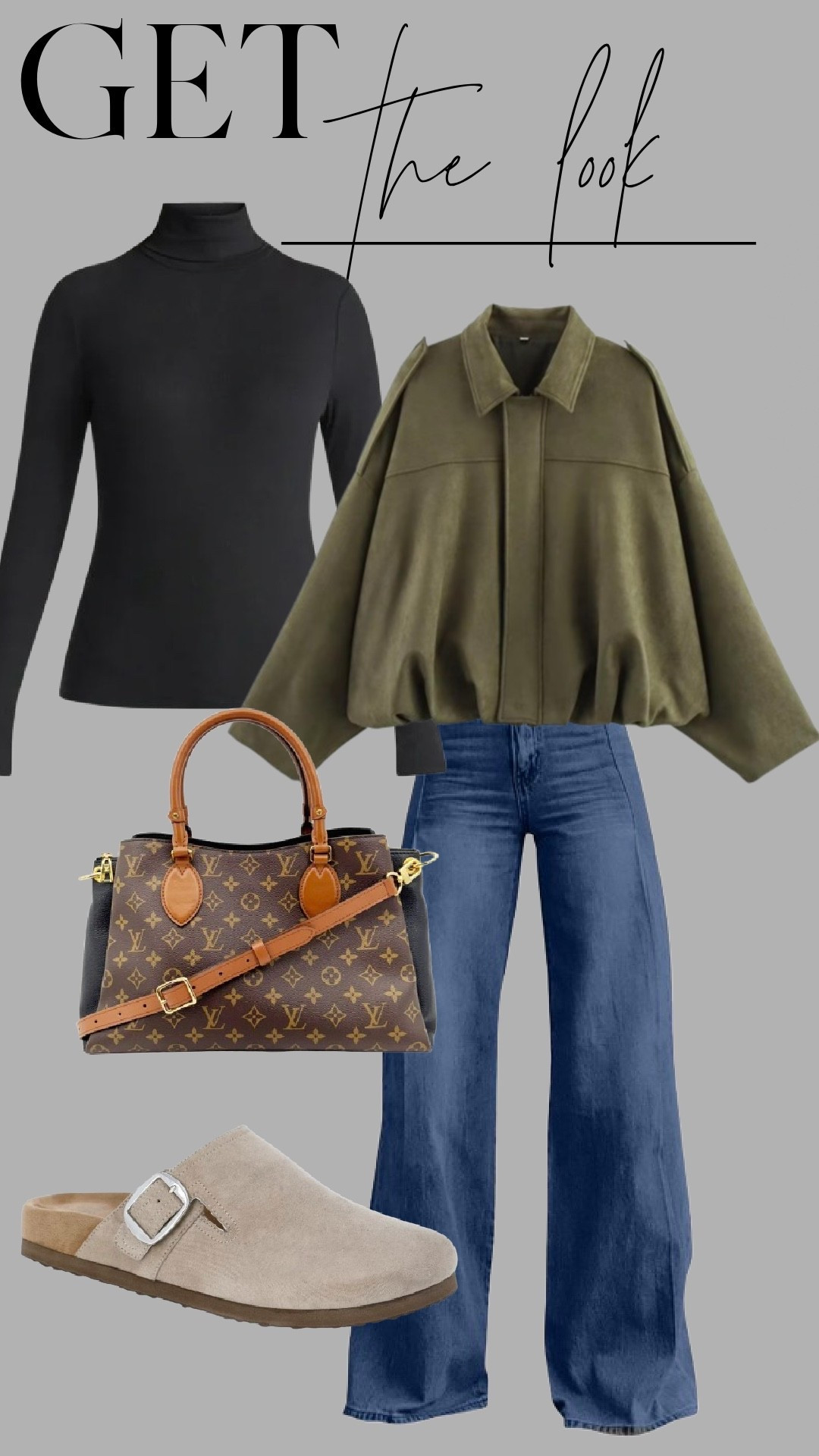 Effortless, elevated, and cozy for fall. I paired a sleek black turtleneck with wide-leg denim, a relaxed olive bomber, and classic Birkenstock clogs for that laid-back luxe vibe. Finished with a timeless LV tote — neutral tones that go with everything. Tap for outfit details and affordable lookalikes.

#LTKfallstyle #LTKfashion #LTKunder100 #NeutralStyle #FallOutfitIdeas #ClassicChic #LTKhome #OOTD #CapsuleWardrobe

#LTKShoeCrush #LTKItBag #LTKBeauty