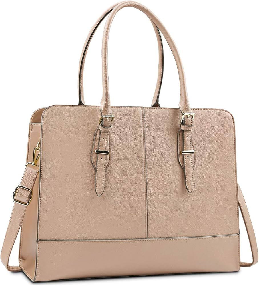 Laptop Bag for Women Leather Work Tote 15.6 Inch Laptop for Computer Bag Waterproof Business Offi... | Amazon (US)
