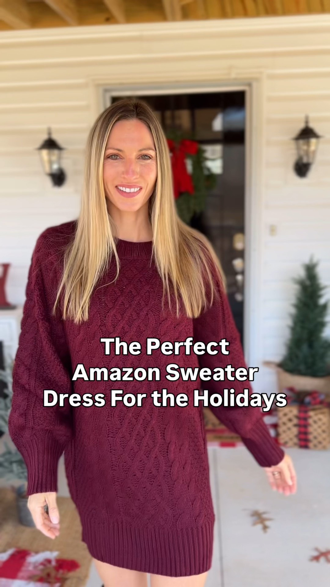 Amazon sweater dress outfit , holiday party outfit ideas, burgandy dress 

#LTKgrwm #LTKPetite #LTKHoliday