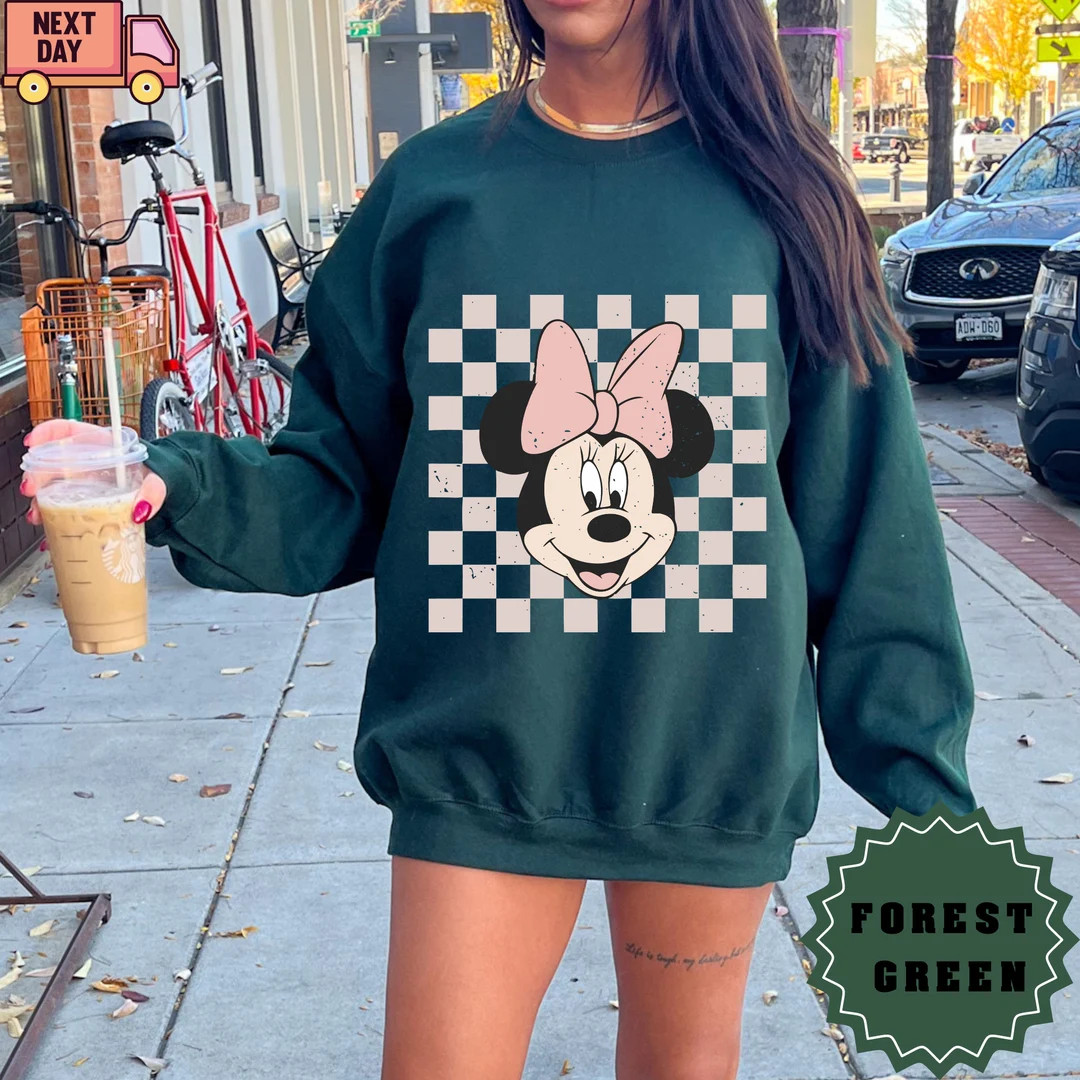 Retro Minnie Shirt, Minnie Mouse Shirt, Checkered Disney Shirt, Disney Girl Trip Shirt, Disney Ho... | Etsy (US)