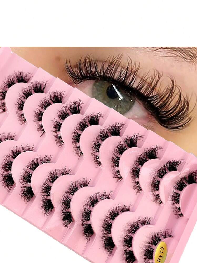 HBZGTLAD 10pairs Invisible Band 3d Faux Mink Lashes With Short Length & Transparent Stem, Soft & ... | SHEIN