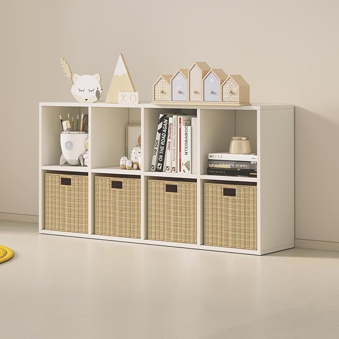 Wood Cube Storage Organizer Closet Cabinet for Living Room Bedroom Study Shelf Bookcase Wooden Fl... | Amazon (US)