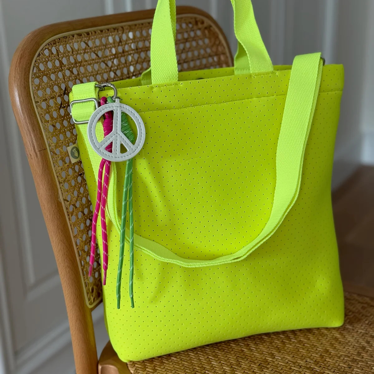 Trending Paracord Bag Charms - Peace Sign with Pink and Green NEW! | Quilted Koala