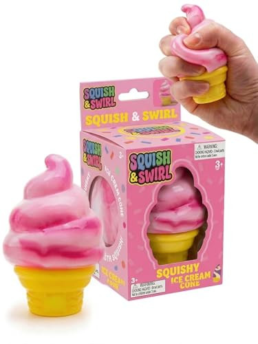 Ice Cream Squeeze Squishy, Ice Cream Cone Squishy, Slow Rise Sensory Fidget Toy, Easter Basket Stuffers Party Favors Summer Sensory Stress Relief (Pink) | Amazon (US)
